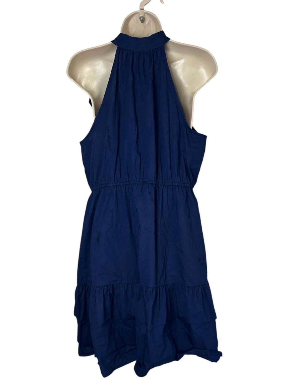 J. Crew Navy Halter Tie-Neck Tiered Sundress